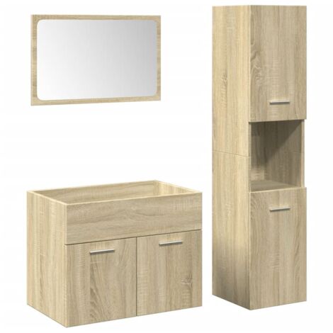 vidaXL Set Mobili da Bagno 3 pz Rovere Sonoma in Legno