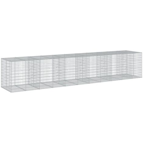 vidaXL Cesto Gabbione con Copertura 550x100x100 cm in Ferro Zincato