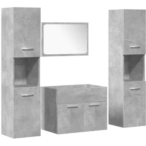vidaXL Set Mobili da Bagno 4 pz Grigio Cemento in Legno (1/5)