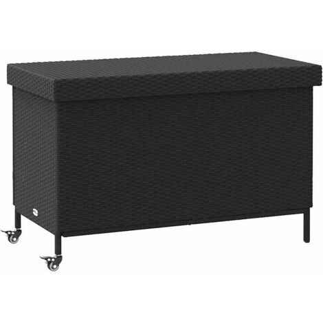 vidaXL Contenitore da Giardino con Ruote Nero 110x55x73 cm Polyrattan