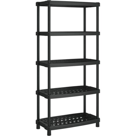 vidaXL Scaffale a 5 Ripiani Nero 93,5x45,5x194,5 cm in PP