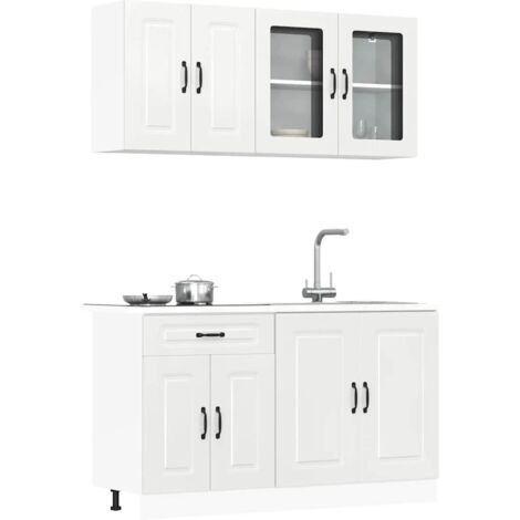 vidaXL Set Mobili da Cucina 4 pz Kalmar Bianchi Lucido in (1/5)