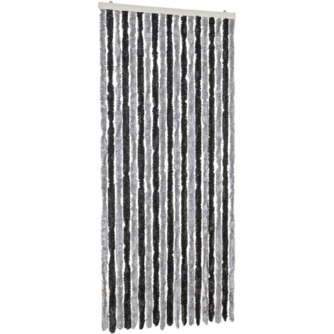 Tenda Antimosche Grigia e Nera 56x185 cm in Ciniglia vidaXL