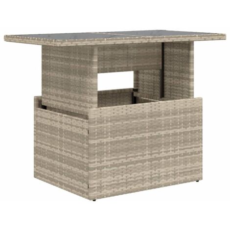 vidaXL Tavolo Giardino Piano Vetro Grigio Chiaro 100x55x73 Polyrattan