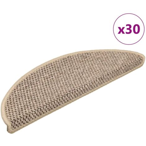 vidaXL Tappeti Adesivi Scale Aspetto Sisal 30 pz 56x17x3cm Beige Scuro