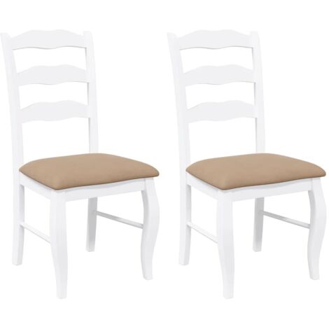 vidaXL Sedie da Pranzo con Cuscini 2 pz Bianco Legno Massello di Hevea