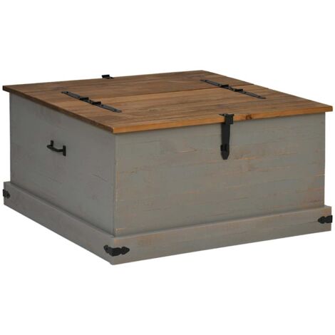 vidaXL Cassapanca HALDEN Grigio 91x91x47 cm in Legno Massello di Pino