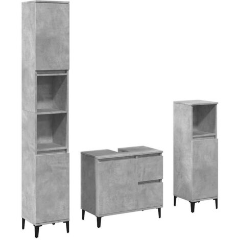 vidaXL Set Mobili da Bagno 3 pz Grigio Cemento in Legno (1/5)