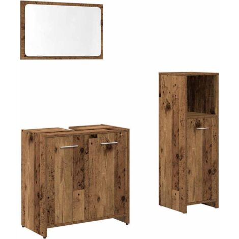 vidaXL Set Mobili da Bagno 3 pz Legno Antico in Legno Multistrato