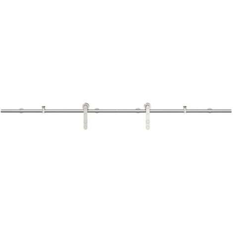 vidaXL Kit Binari Porta Scorrevole 200 cm Acciaio Inossidabile Argento
