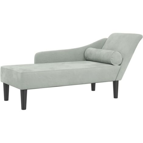 vidaXL Chaise Longue con Cuscini Grigio Chiaro in Velluto