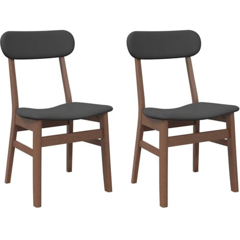 vidaXL Sedie da Pranzo con Cuscini 2pz Marrone Legno Massello di