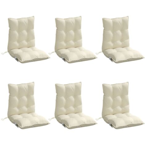 Cuscini per Sedia Schienale Basso 6 pz Crema in Tessuto Oxford vidaXL