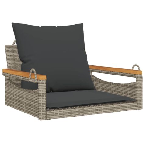 vidaXL Panchina Dondolo con Cuscini Grigia 63x62x40 cm in Polyrattan