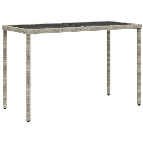 vidaXL Tavolo Giardino Piano Vetro Grigio Chiaro 115x54x74 Polyrattan