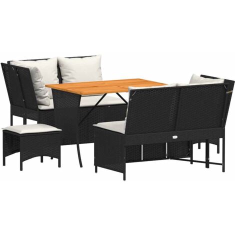 vidaXL Set Divani da Giardino 5 pz con Cuscini in Polyrattan Nero (1/5)