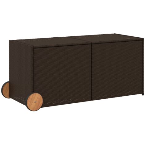 vidaXL Contenitore da Giardino con Ruote Marrone 283L in Polyrattan