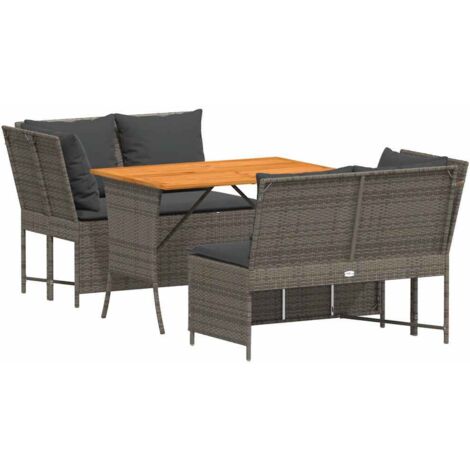 vidaXL Set Divani da Giardino 3 pz con Cuscini Grigio in Polyrattan