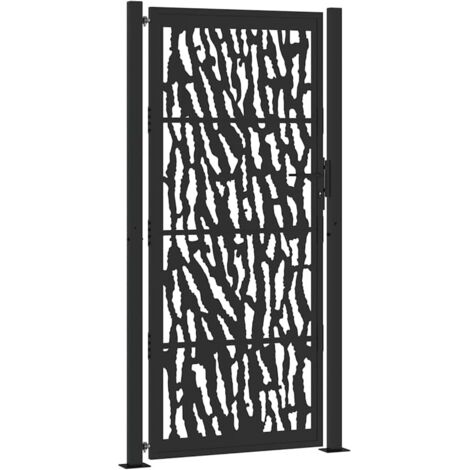 vidaXL Cancello da giardino nero 105x205 cm in acciaio con design a traliccio
