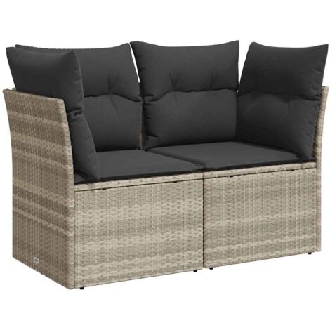 vidaXL Divano da Giardino con Cuscini 2 Posti Grigio Chiaro Polyrattan