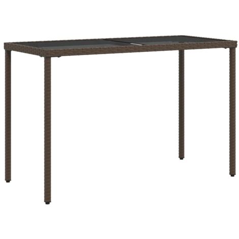 vidaXL Tavolo Giardino con Piano Vetro Marrone 115x54x74 cm Polyrattan