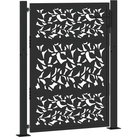 vidaXL Cancello da giardino nero 105x130 cm in acciaio con design a foglia
