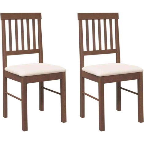 vidaXL Sedie da Pranzo con Cuscini 2pz Marrone Legno Massello di