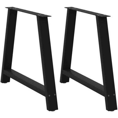 vidaXL Gambe per tavolo da pranzo a forma di A 2 pz nere 90x(72-73) cm in acciaio