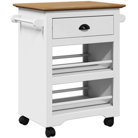 vidaXL Carrello da Cucina BODO Bianco e Marrone 67,5x45x80 cm