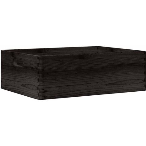 vidaXL Scatola in Legno con Manici Nera 40x30x13 cm in Legno di Pino