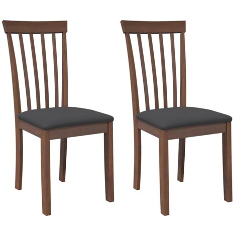 vidaXL Sedie da Pranzo con Cuscini 2pz Marrone Legno Massello di