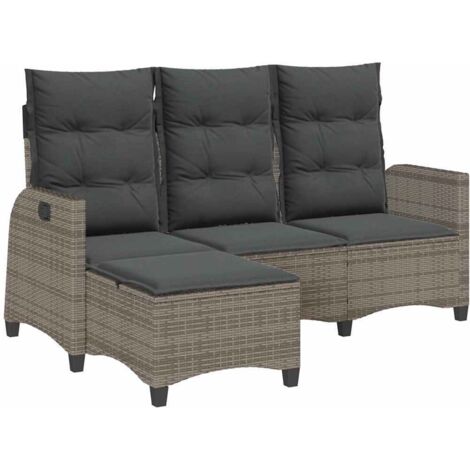 VidaXL Divano Da Giardino In Polyrattan Grigio - 4 Posti Con Cuscini - Struttura In Acciaio E Gambe In Eucalipto - 6