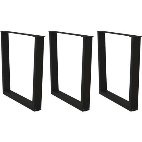vidaXL Gambe per tavolo da pranzo a forma di V 3 pz nere 90x(72-73,3) cm in acciaio