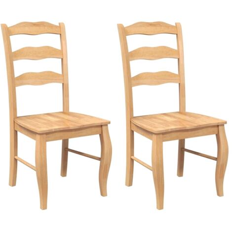 vidaXL Sedie da Pranzo 2 pz Naturale in Legno Massello di Hevea