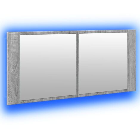 vidaXL Armadietto Specchio con LED da Bagno Grigio Sonoma 100x12x45 cm