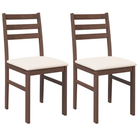 vidaXL Sedie da Pranzo con Cuscini 2pz Marrone Legno Massello di