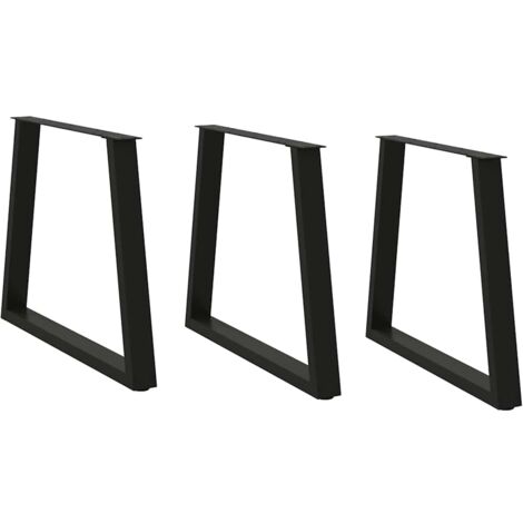 vidaXL Gambe per tavolo da pranzo a forma di V 3 pz nere 70x(72-73,3) cm in acciaio