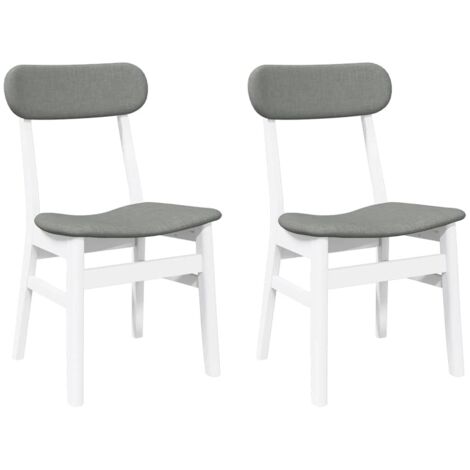 vidaXL Sedie da Pranzo con Cuscini 2 pz Bianco Legno Massello di