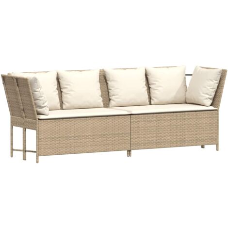 vidaXL Divano da Giardino con Cuscini in Polyrattan Beige (1/5)
