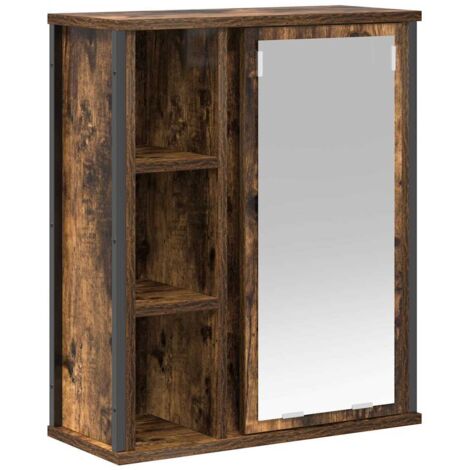 Pensile da Bagno con Specchio Rovere Fumo 50x21x60 cm vidaXL