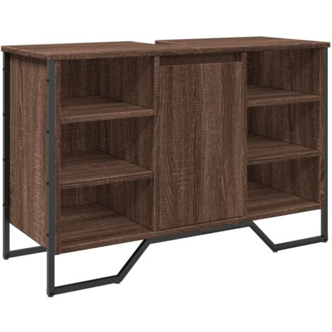 vidaXL Mobile Lavabo Bagno Rovere Marrone 91x35x60cm in Truciolato