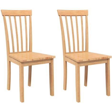 vidaXL Sedie da Pranzo 2 pz Naturale in Legno Massello di Hevea