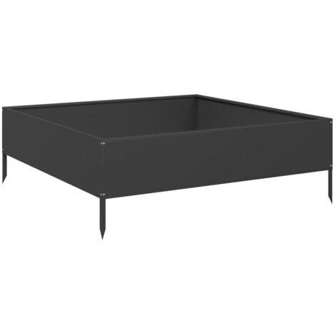 vidaXL Fioriera Rialzata da Giardino Nera 100x100x33,5 cm in Acciaio