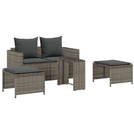 vidaXL Set Divano da Giardino 5 pz con Cuscini Grigio in (1/5)