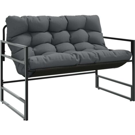 vidaXL Panchina da Giardino con Cuscino Antracite 113 cm in Acciaio