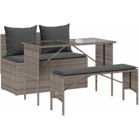 vidaXL Set da Pranzo da Giardino 3 pz con Cuscini in Polyrattan (1/5)
