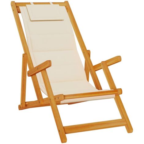 vidaXL Sedia da Spiaggia Pieghevole Braccioli Legno Acacia&Textilene
