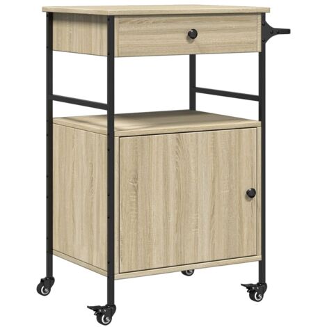 vidaXL Carrello da Cucina Rovere Sonoma 56x43x89,5cm Legno Multistrato
