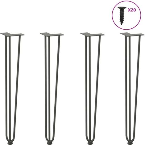 vidaXL Gambe a forcina per tavoli consolle 4 pz Antracite 72 cm Acciaio massiccio (1/5)
