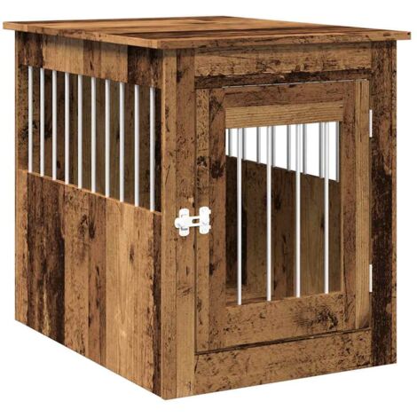 vidaXL Gabbia Cani da Arredamento Legno Antico Legno Multistrato